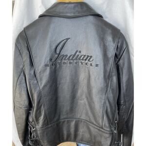 Indian Motorcycle Leather Jacket Women’s XL Embroidered Draw Strings Rare - MINT